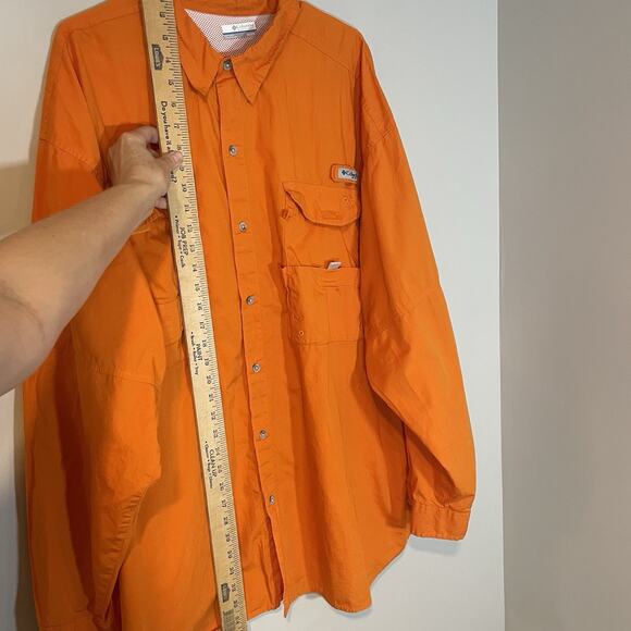 Columbia PFG Shirt Mens 3XL Orange Long Sleeve Button Up Fishing Vented - Picture 4 of 8